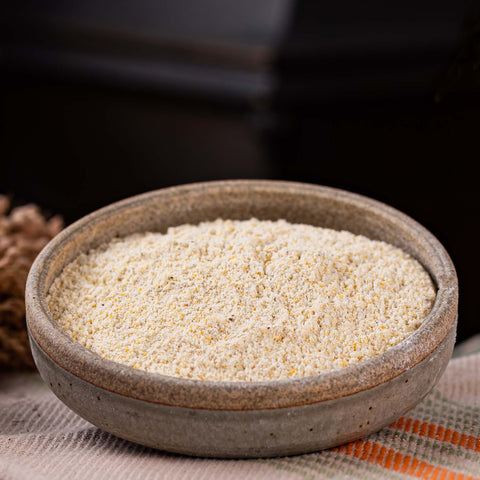 A bowl of Ground Up Organic Cornmeal