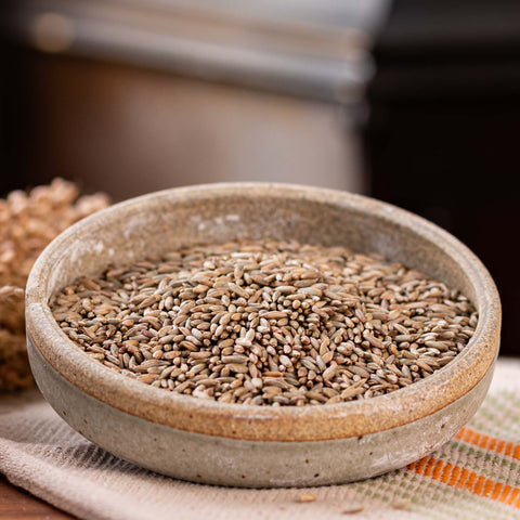 A bowl of Organic rye berries