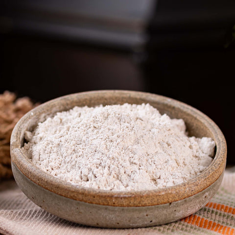 A bowl of Ground Up Organic Spelt Flour